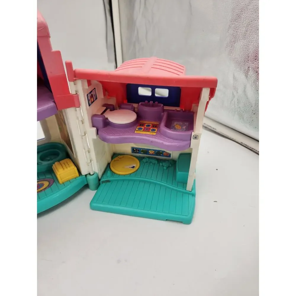 Vintage Fisher-Price Little People Dollhouse Pink Blue Playhouse Toy House